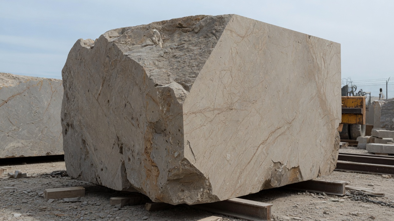Illustration of a raw quarry block of natural stone