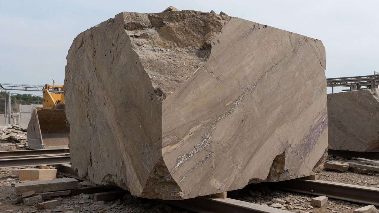 Illustration of a raw quarry block of natural stone