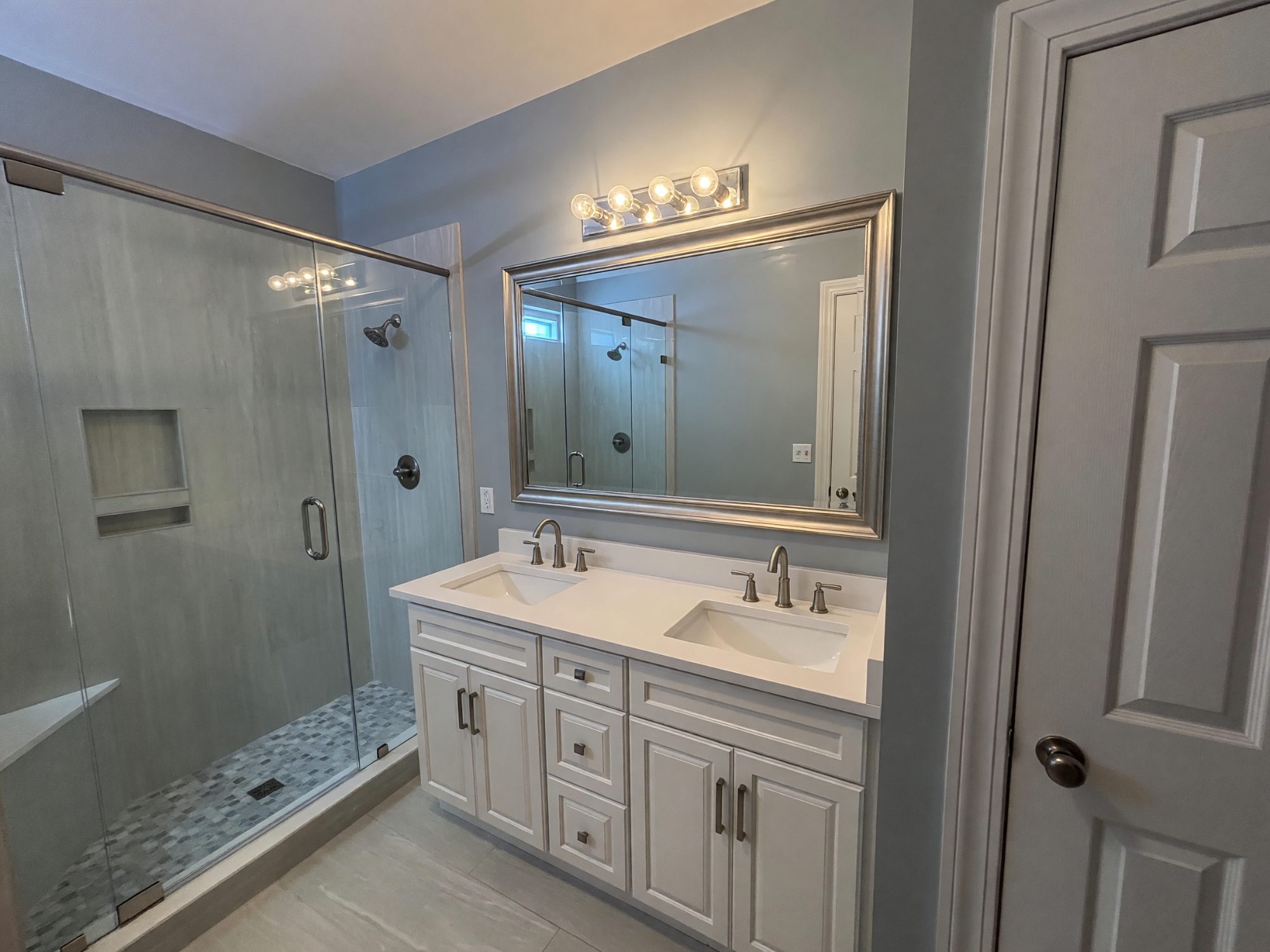 Quartz double-sink bathroom vanity