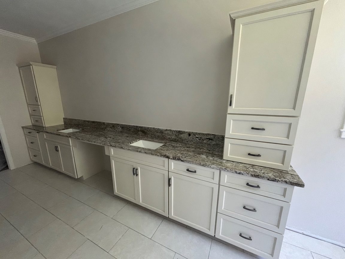 Granite double-sink bathroom vanity