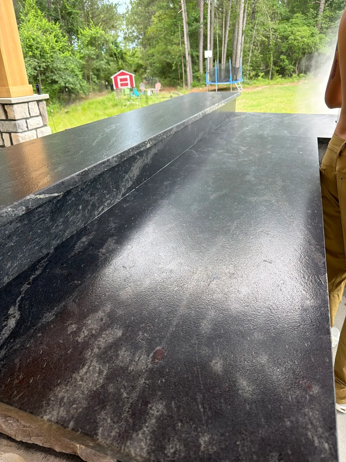 Lexington outdoor kitchen in Black Motion leathered granite
