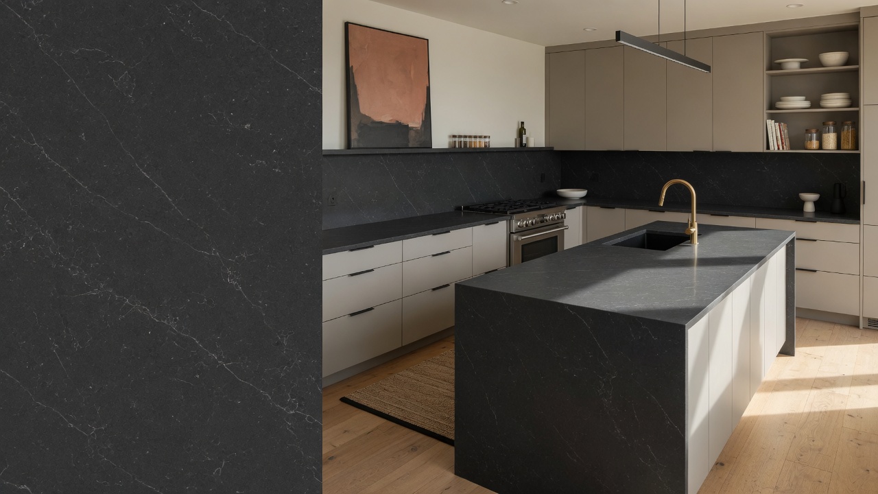 Dark quartz modern kitchens example