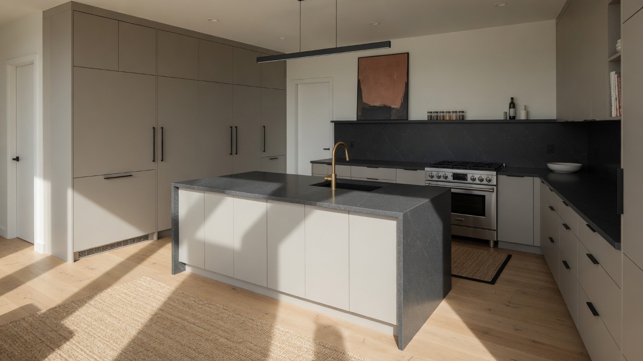 Charcoal quartz kitchen, illustrative example