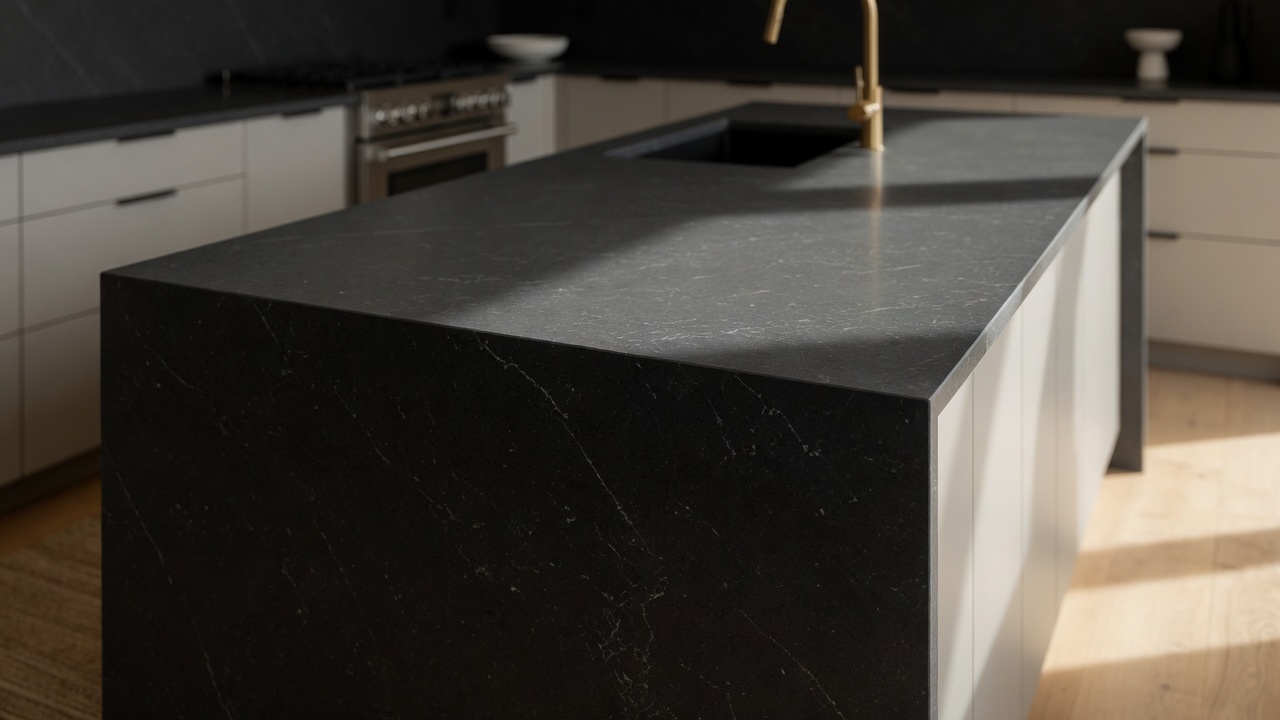 Charcoal quartz kitchen, illustrative example