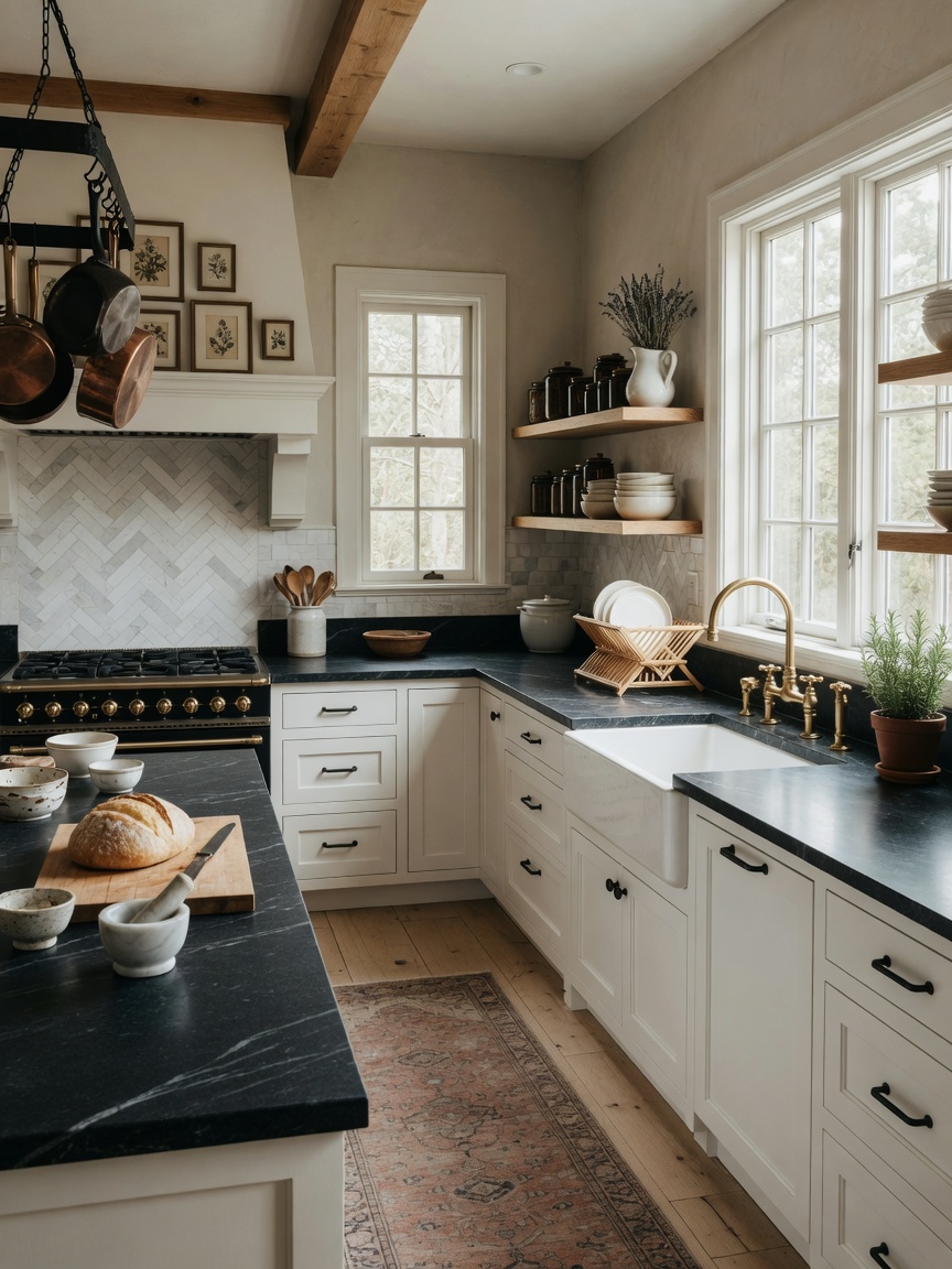 Soapstone in modern farmhouse kitchens example