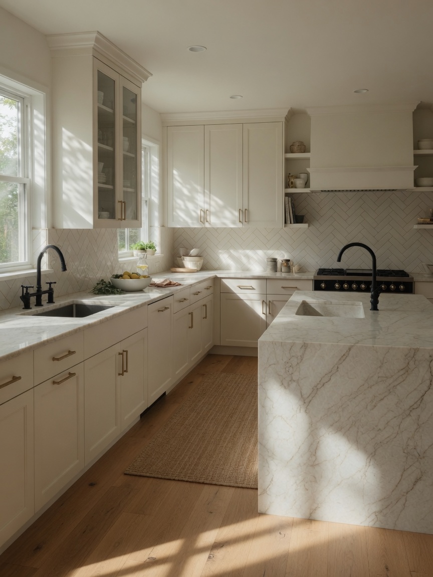 Taj Mahal quartzite kitchen countertops, illustrative example