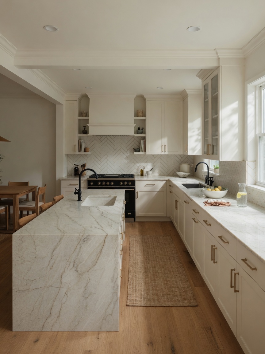 Taj Mahal quartzite kitchen countertops, illustrative example