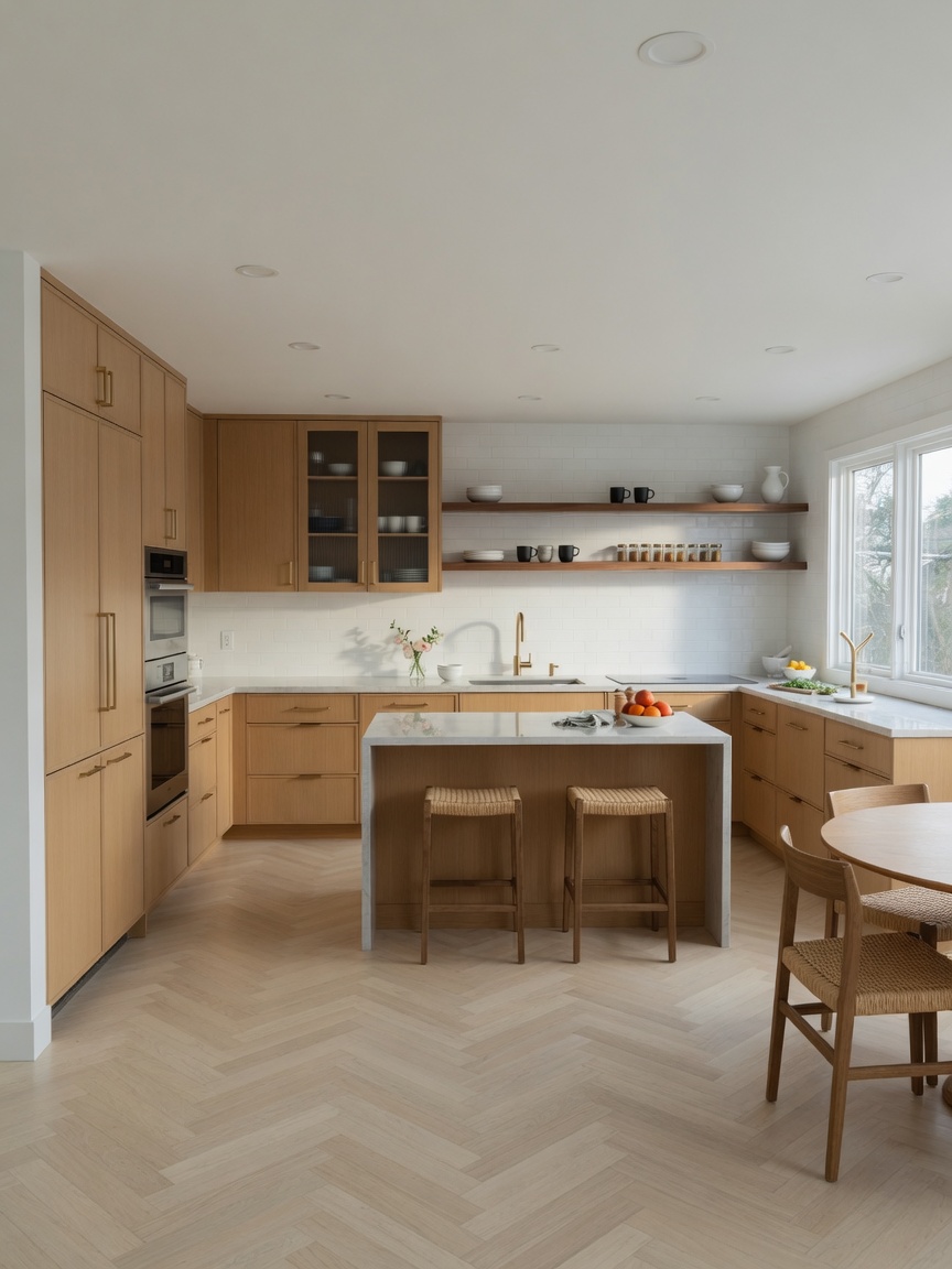 White quartzite kitchen countertops, illustrative example