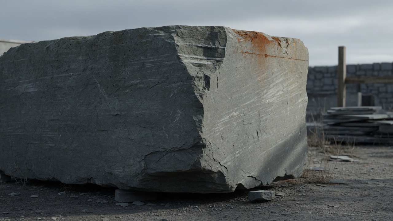 Illustration of a weathered raw quarried stone block