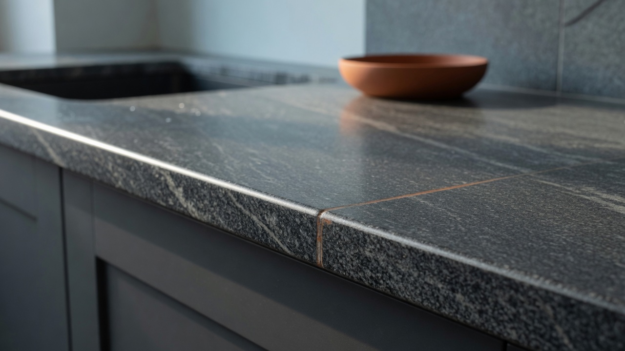 Illustration of a finished, undisturbed granite countertop edge